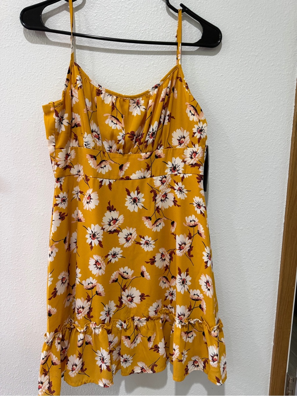 City Studio Mustard Yellow Floral Mini Dress